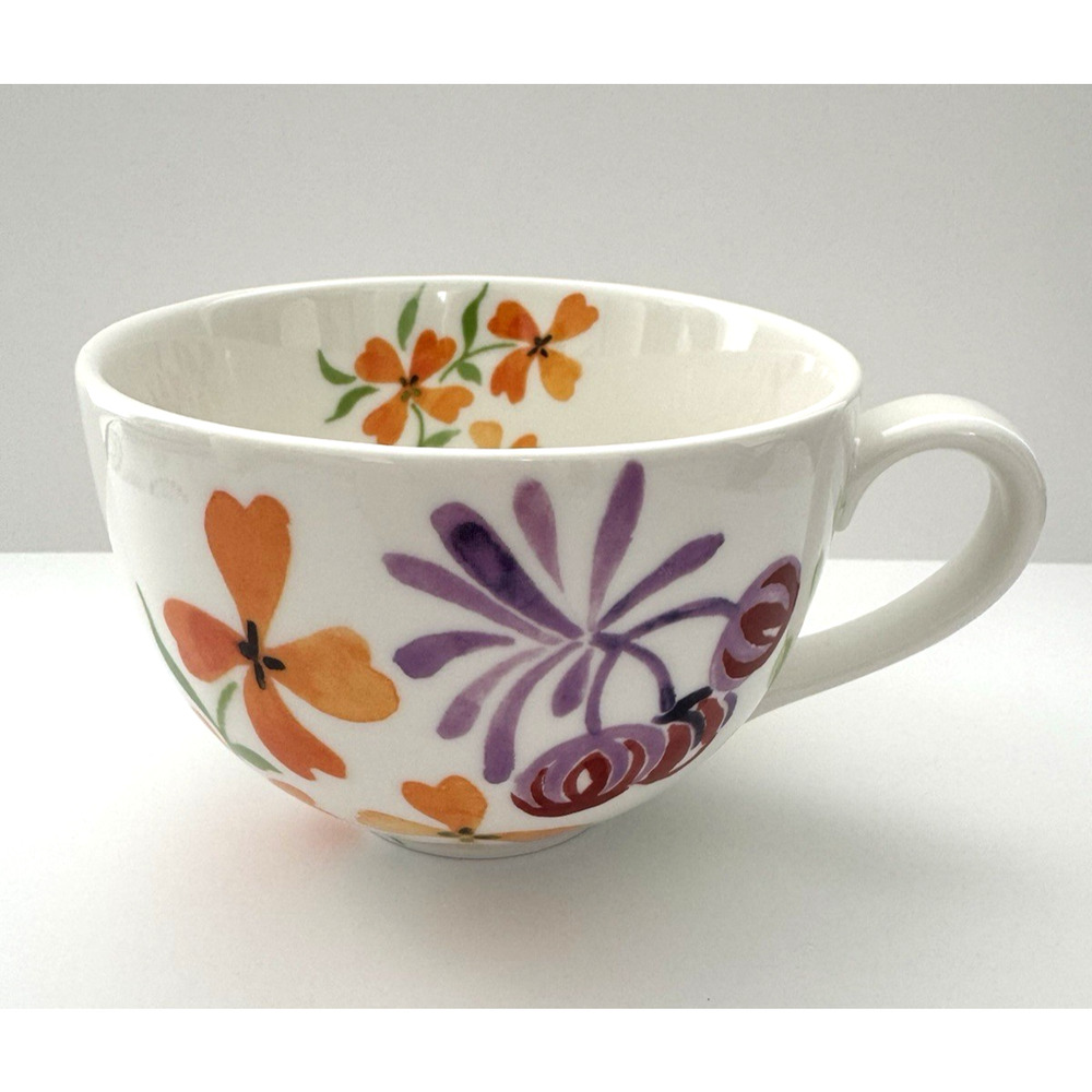 ANTHROPOLOGIE BISCUIT Mug Blue Bird Floral Design Ceramic 16 oz. - Picture 2 of 9